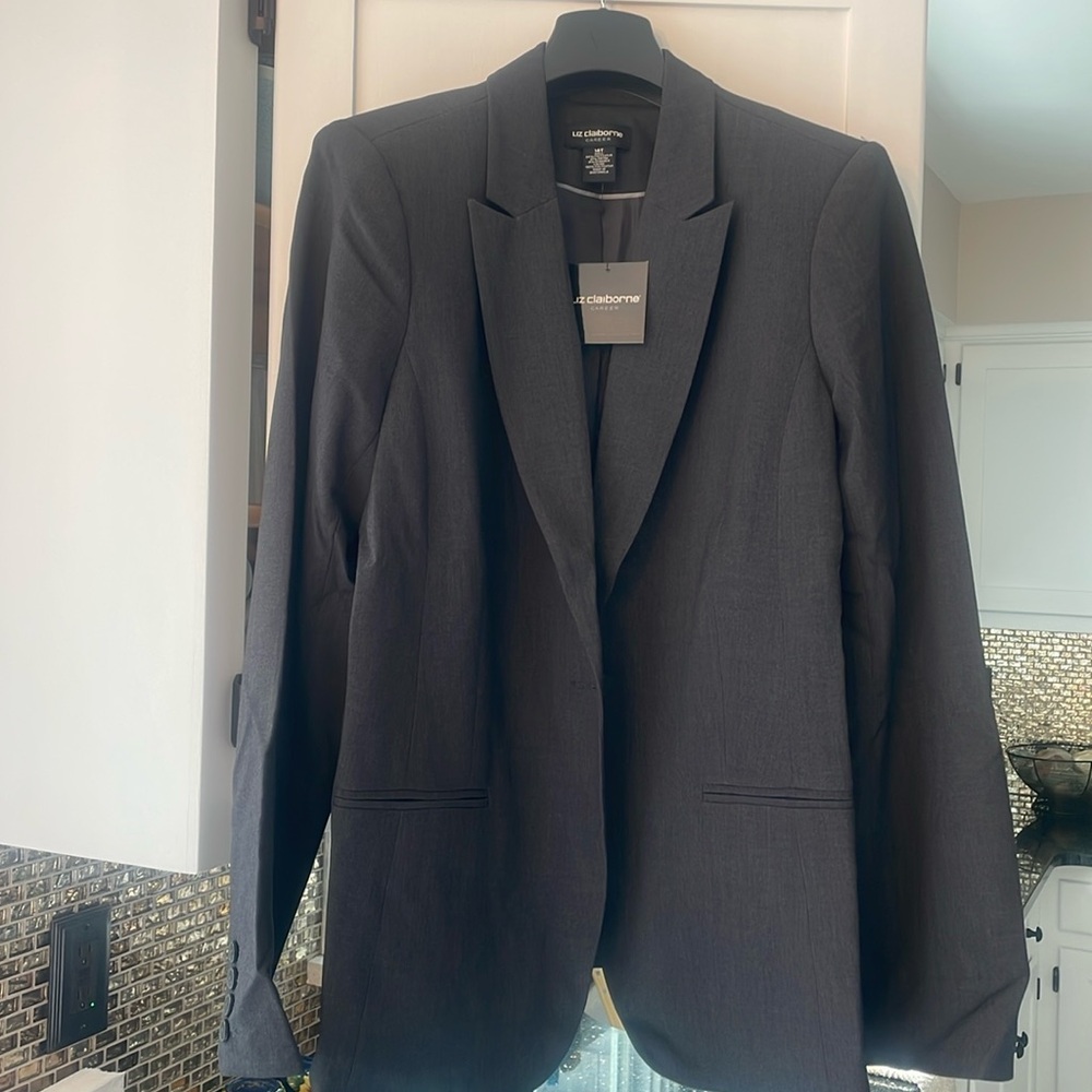 Liz Claiborne Charcoal Gray Sport Coat with Notched Lapel